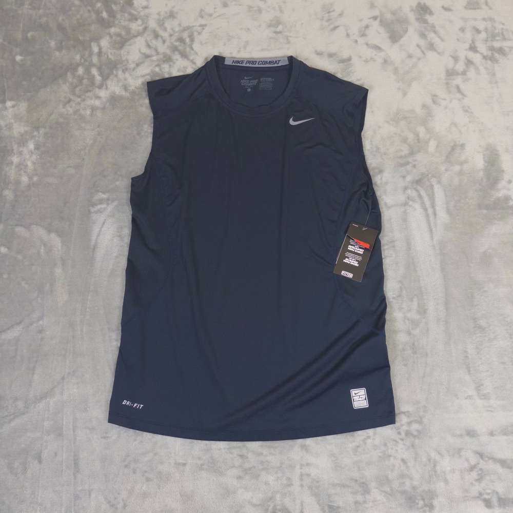 Nike Pro Combat Tank Top Mens Large Blue Sleeveless Dri-FIT Fitted 449786-477